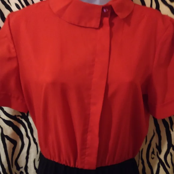 High neck collar, color block vintage dress by KH2 - Picture 4 of 11